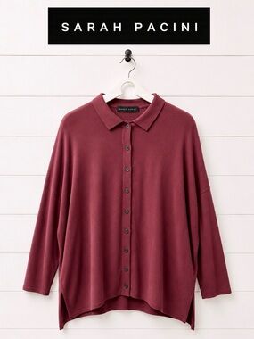 SARAH PACINI Burgundy Knit Top One Size Made in Italy